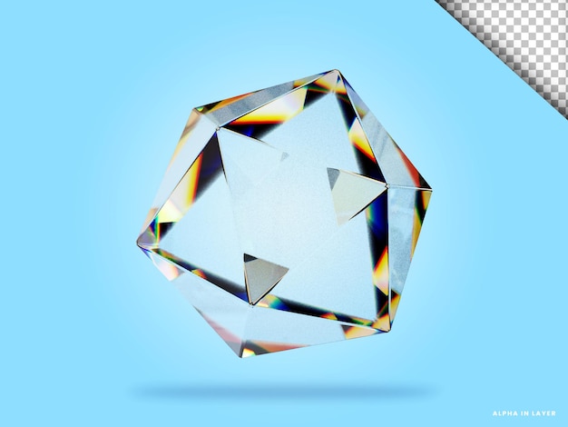 Abstract geometric shape futuristic dispersion glass material design 3d rendering