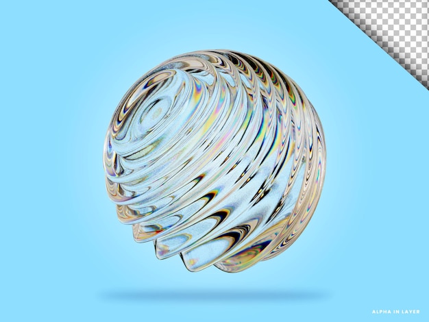 Abstract geometric shape futuristic dispersion glass material design 3d rendering