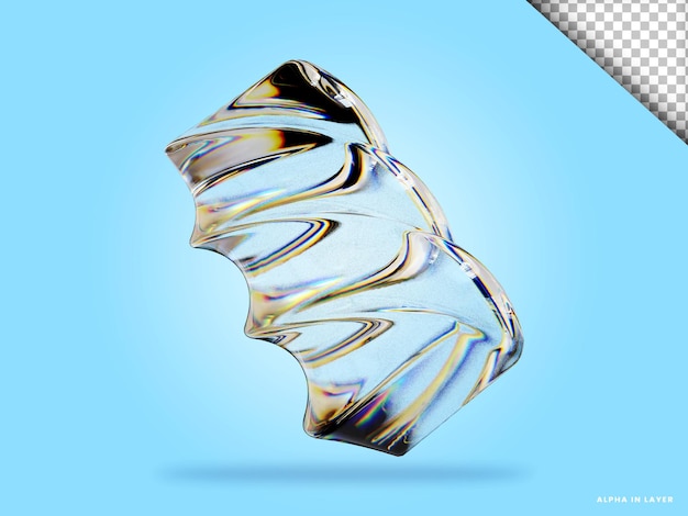 Abstract geometric shape futuristic dispersion glass material design 3d rendering