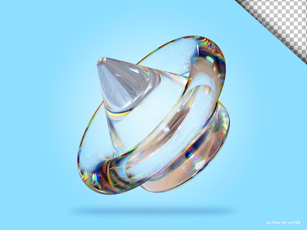 Abstract geometric shape futuristic dispersion glass material design 3d rendering