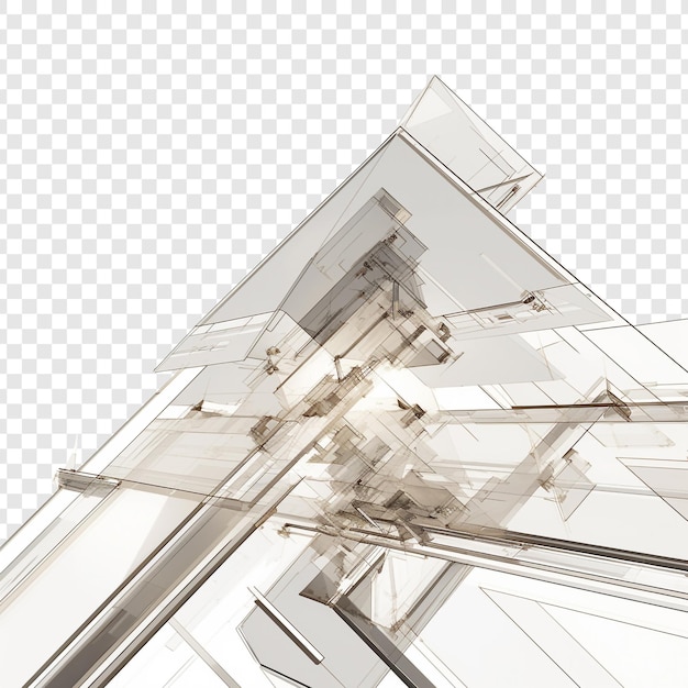 PSD abstract geometric structure transparent and grey digital art