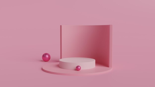 Abstract geometry shape white color and pink color podium