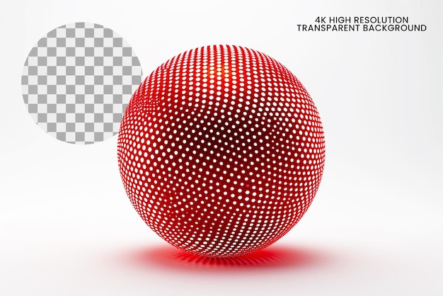 Abstract globe dotted sphere 3D halftone dot effect on transparent background