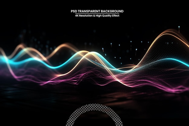 PSD abstract glow waves shiny golden moving lines design element with glitter effect on dark background