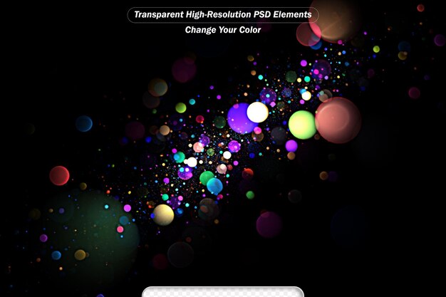 Abstract glowing colorful yellow orange pink and purple bubbles on black background