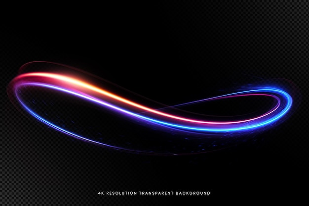 PSD abstract glowing light lines of movement and speed on transparent background