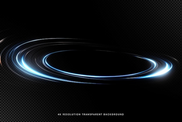 PSD abstract glowing light lines of movement and speed on transparent background