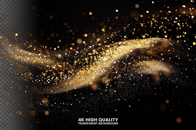 Abstract golden glitter lights on a black background