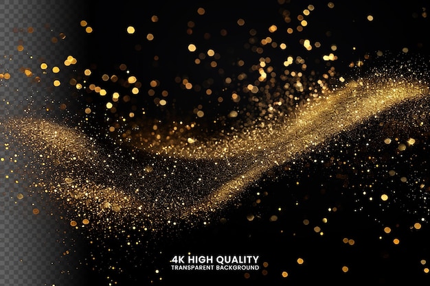 Abstract golden glitter lights on a black background