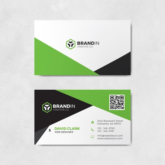 PSD abstract green and black business card template