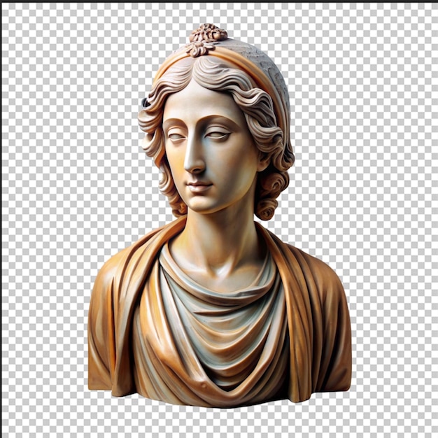 Abstract illustration from 3D rendering of a white marble bust of male classical sculpture isolated on lit background