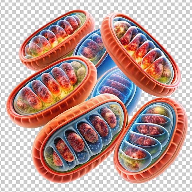 abstract illustrations of the mitochondria on transparent background