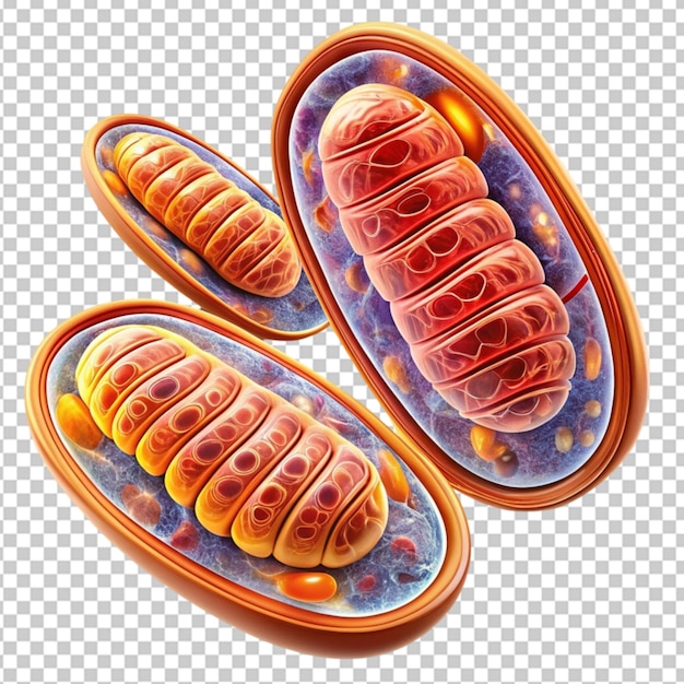 abstract illustrations of the mitochondria on transparent background