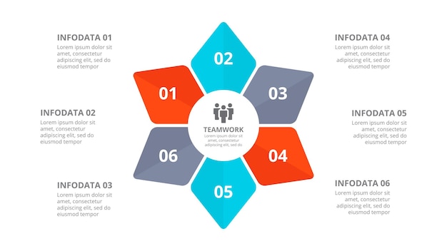 PSD abstract infographic cycle diagram with 6 parts business data visualization for presentation