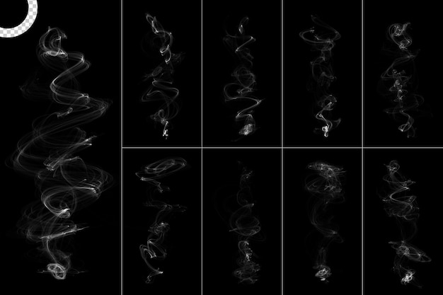 Abstract isolated white smoke flare collection