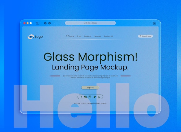 Abstract landing page glass morphism template