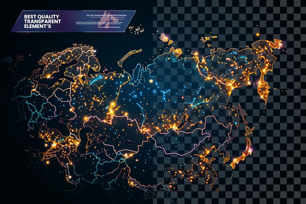 Abstract Map of the Russian Federation Created from Do on transparent background