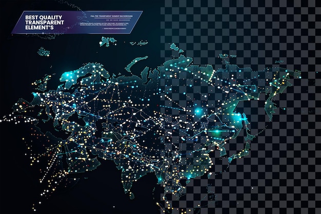 Abstract Map of the Russian Federation Created from Do on transparent background