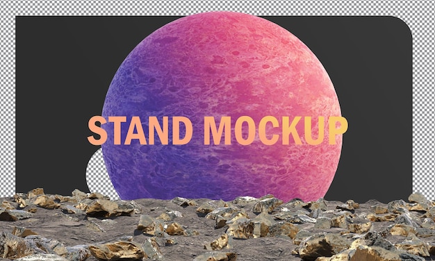 abstract mock-ups purple crystal rocks on purple moon background