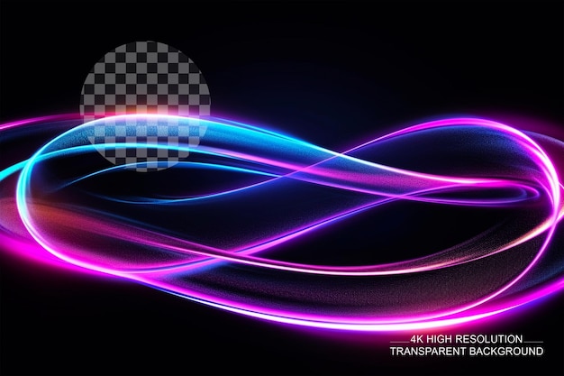 PSD abstract multicolor wavy line of light isolated on dark on transparent background