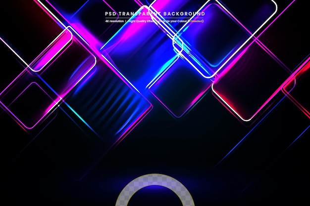 PSD abstract neon lights on transparent background