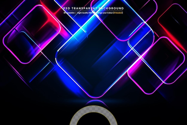 PSD abstract neon lights on transparent background