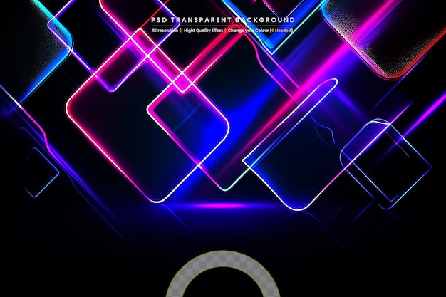 PSD abstract neon lights on transparent background