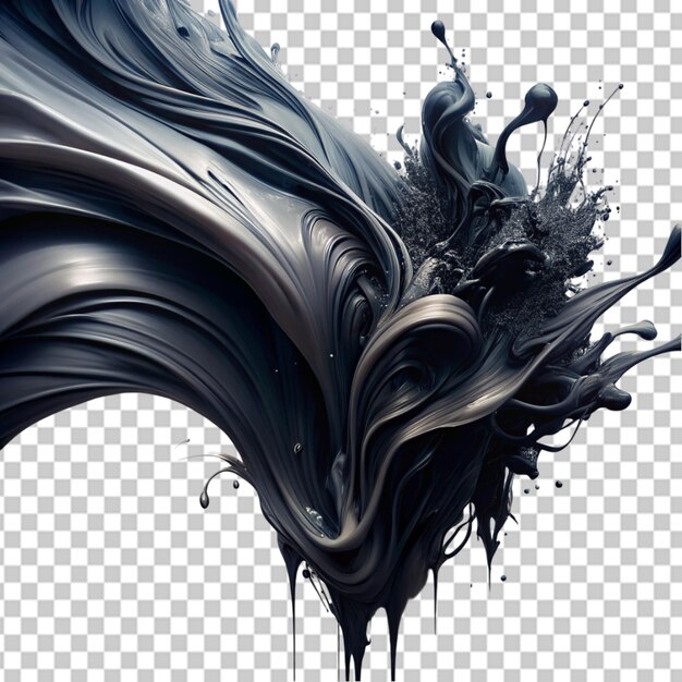 PSD abstract paint stroke fluid liquid black png