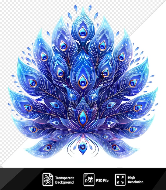 abstract peacock feathers vector symbol iridescent blue on a isolated background