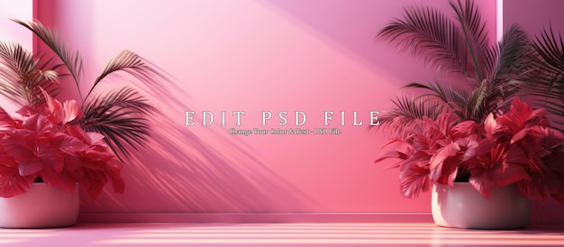 Abstract pink color gradient studio background for product presentation