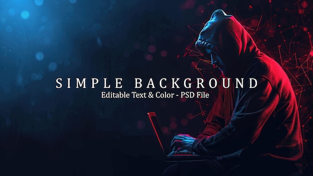 Abstract polygonal hacker with laptop on technology dark background Cyber attack