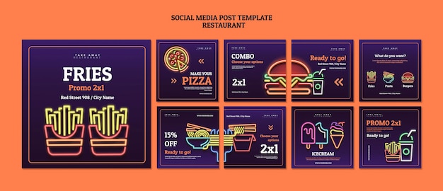 Abstract restaurant social media posts