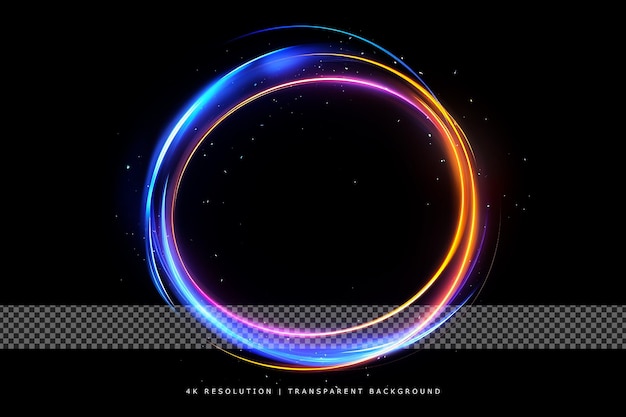 PSD abstract ring background with luminous swirling glowing light on transparent background