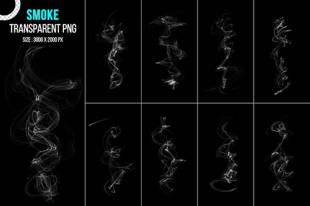 Abstract smoke isolated on transparent black background