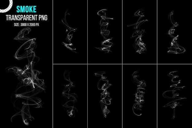 Abstract smoke isolated on transparent black background