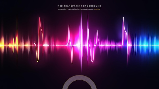 PSD abstract sound waves on transparent background