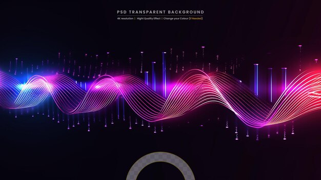 PSD abstract sound waves on transparent background