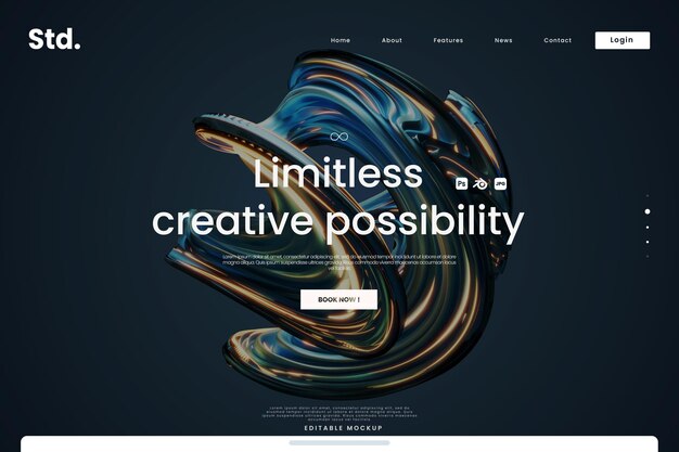 PSD abstract sphere third version art landing page