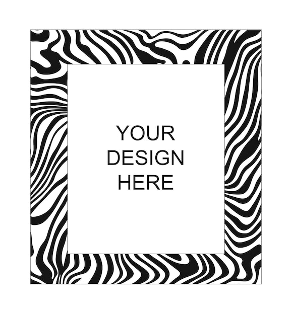 Abstract stripes pattern vector instant photo frame black and white