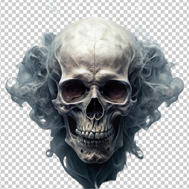 PSD abstract surreal creepy skull of smoke digital on transparent background