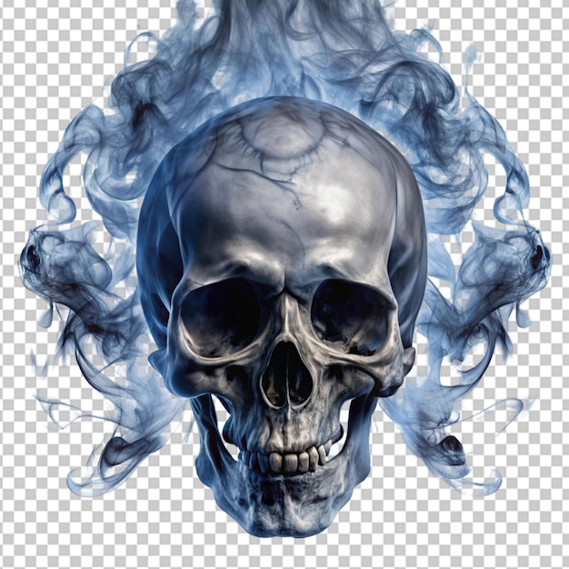 PSD abstract surreal creepy skull of smoke on transparent background