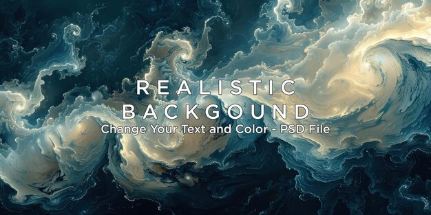 PSD abstract swirling clouds in hues of blue and gold