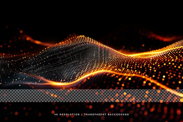 PSD abstract technology dotted waves on transparent background