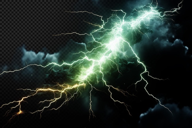 Abstract Thunderstorm Lighting on Transparent Background