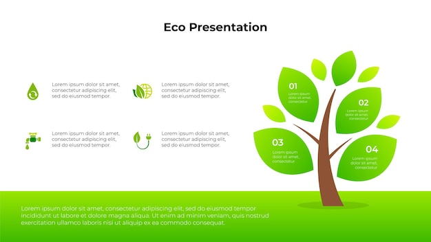 PSD abstract tree infographic element with leaves ecology design template