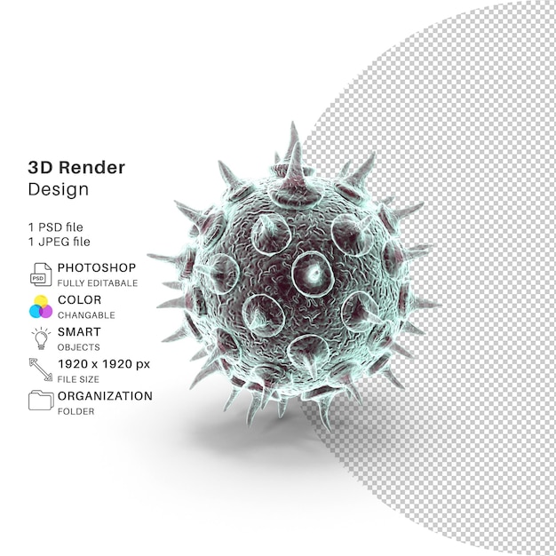 PSD abstract virus structure 3d modeling psd file realistic virus