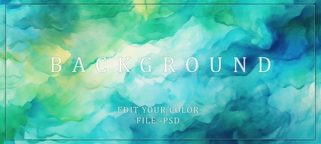 PSD abstract watercolor background in blue and green hues