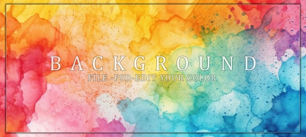 PSD abstract watercolor background with vibrant colors