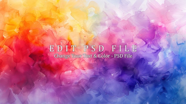 PSD abstract watercolor painting with warm and cool colors