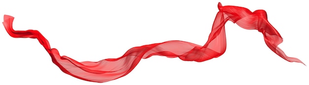 Abstract wave flowing red fabric on transparent 3d render PSD isolated on background